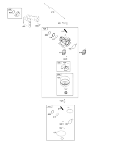 Carburetor Diagram and Parts List for 93J02-0079-H1  Briggs and Stratton Engine